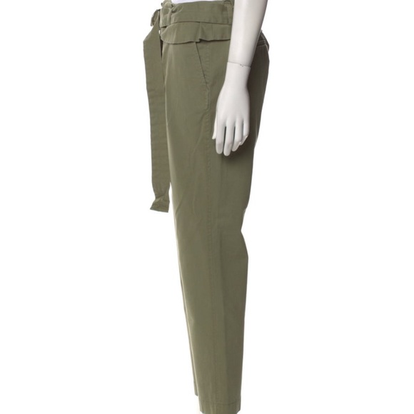 Derek Lam 10 Crosby Army Green Malia Paperbag Waist Straight Pants - Picture 7 of 9